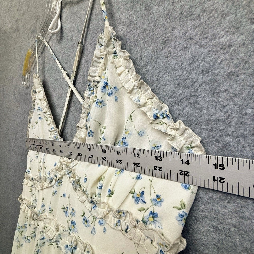 Altar'd State Babydoll Maxi Dress Size S Ivory Floral Cottagecore Coquette Prom - Picture 8 of 12